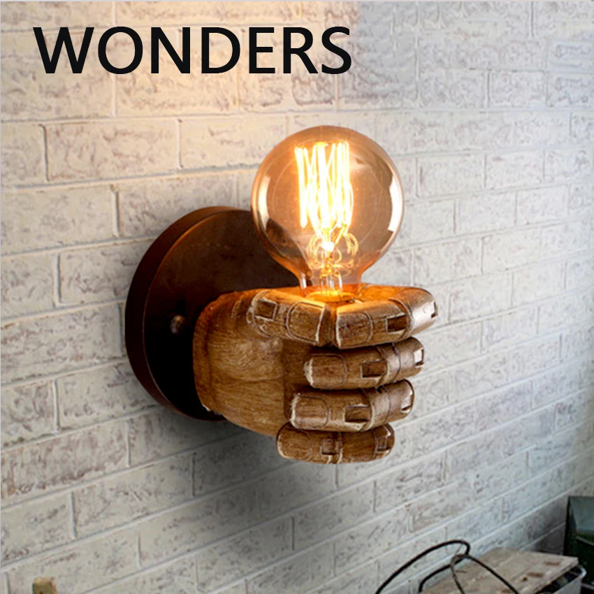 Creative Fist Shape Wall lamp with E27 Edison bulb indoor lampara for home decors бра Retro bar cafe shop decoration Wall light
Creative Fist Shape Wall lamp with E27 Edison bulb indoor lampara for home decors бра Retro bar cafe shop decoration Wall light
