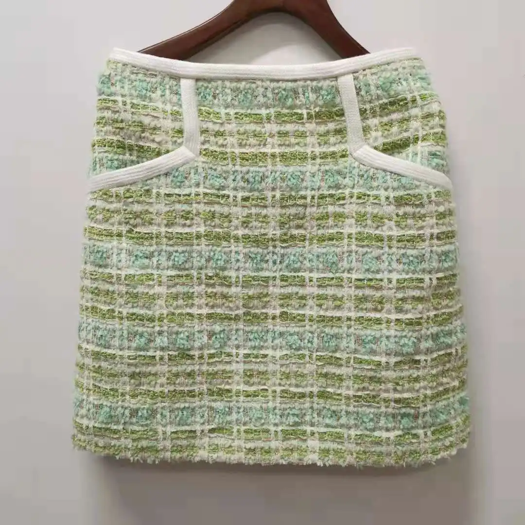 Women's Tweed Plaid Short Skirt Fresh Elegant Small Fragrance Ladies Straight Jupe 2021 Spring Summer
Women's Tweed Plaid Short Skirt Fresh Elegant Small Fragrance Ladies Straight Jupe 2021 Spring Summer