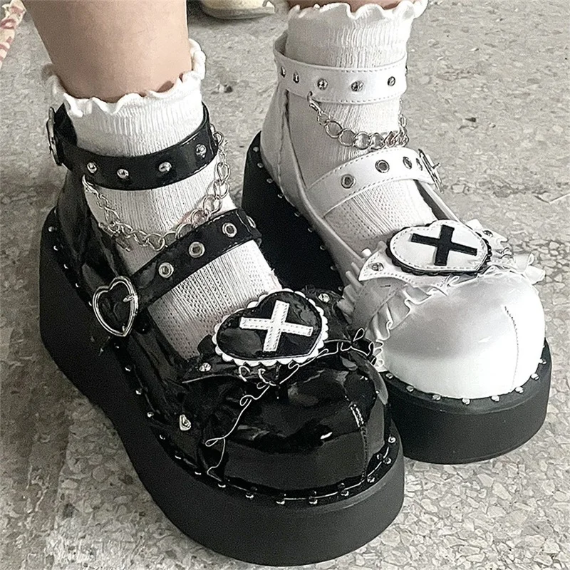 Туфли женские Y2k в готическом стиле с перекрестными сердечками Марии JK для