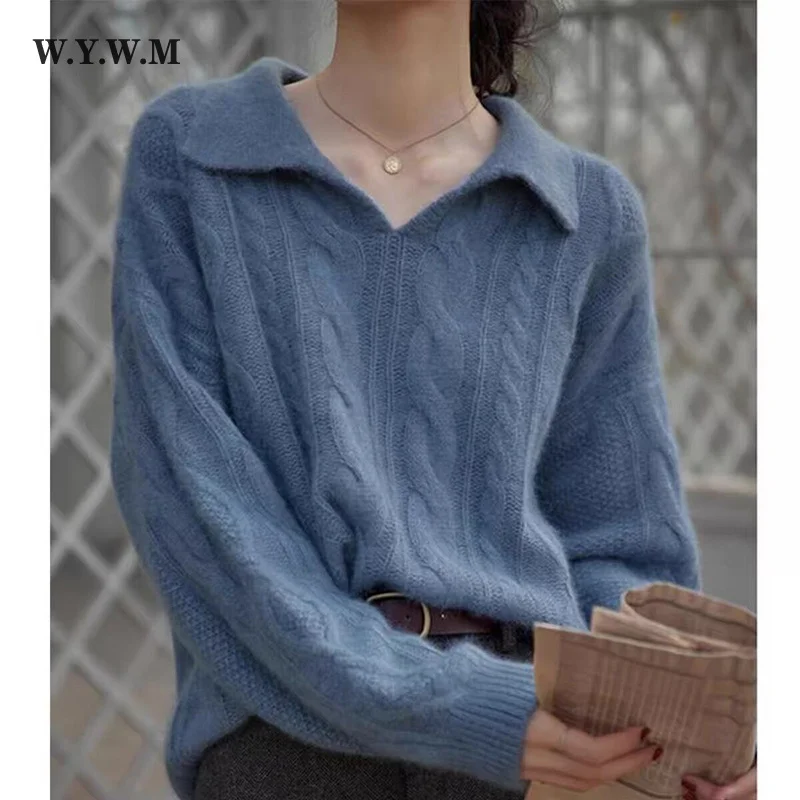 Wywm 2021 Winter Knitted Sweater Women Korean Vintage Elegant Turn-down Collar Pullover Autumn Solid Long Sleeve Female Tops
Wywm 2021 Winter Knitted Sweater Women Korean Vintage Elegant Turn-down Collar Pullover Autumn Solid Long Sleeve Female Tops