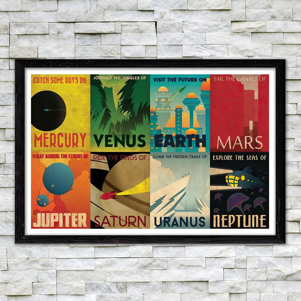 Retro Futurism Planetary Travel Posters And Prints Mars Earth Planets Canvas Wall Decor Vintage Art Painting For Living Room
Retro Futurism Planetary Travel Posters And Prints Mars Earth Planets Canvas Wall Decor Vintage Art Painting For Living Room