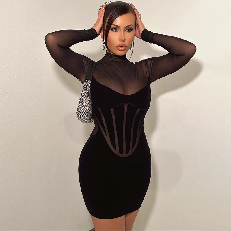 Sexy Woman 2023 Mesh Patchwork Hollow Out Long Sleeve Night Club Black Dresses High Waist Bodycon Package Hip Dress Streetwear
Sexy Woman 2023 Mesh Patchwork Hollow Out Long Sleeve Night Club Black Dresses High Waist Bodycon Package Hip Dress Streetwear