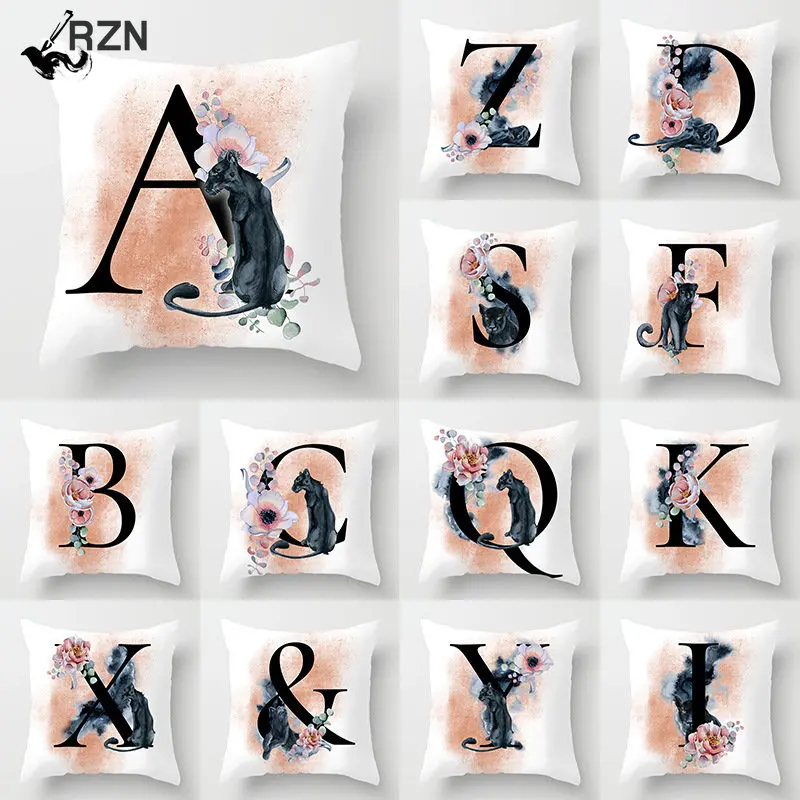 26 English Alphabet Pillowcase Modern Home Decor Flower Cat Design Sofa Pillowcase 45x45cm Cushion Cover Pillow Cover
26 English Alphabet Pillowcase Modern Home Decor Flower Cat Design Sofa Pillowcase 45x45cm Cushion Cover Pillow Cover