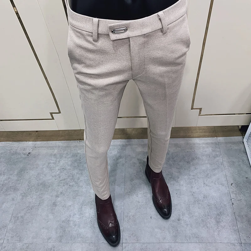 2023 Autumn Winter Woolen Business Dress Pants Men Elastic Waist Streetwear Casual Trousers Formal Social Suit Pants Homme 28-36
2023 Autumn Winter Woolen Business Dress Pants Men Elastic Waist Streetwear Casual Trousers Formal Social Suit Pants Homme 28-36