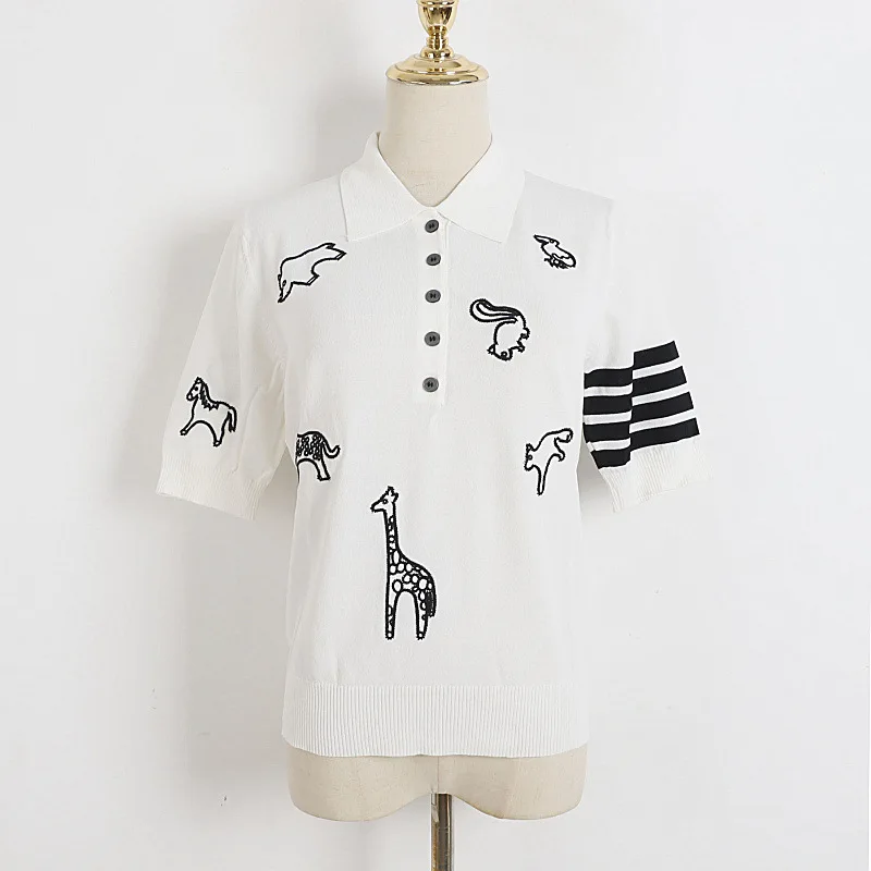High Quality Korean Style TB Ice Silk Short-sleeved Knitted Pullover Summer New Back Dog Polo Collar Shirt Woman
High Quality Korean Style TB Ice Silk Short-sleeved Knitted Pullover Summer New Back Dog Polo Collar Shirt Woman