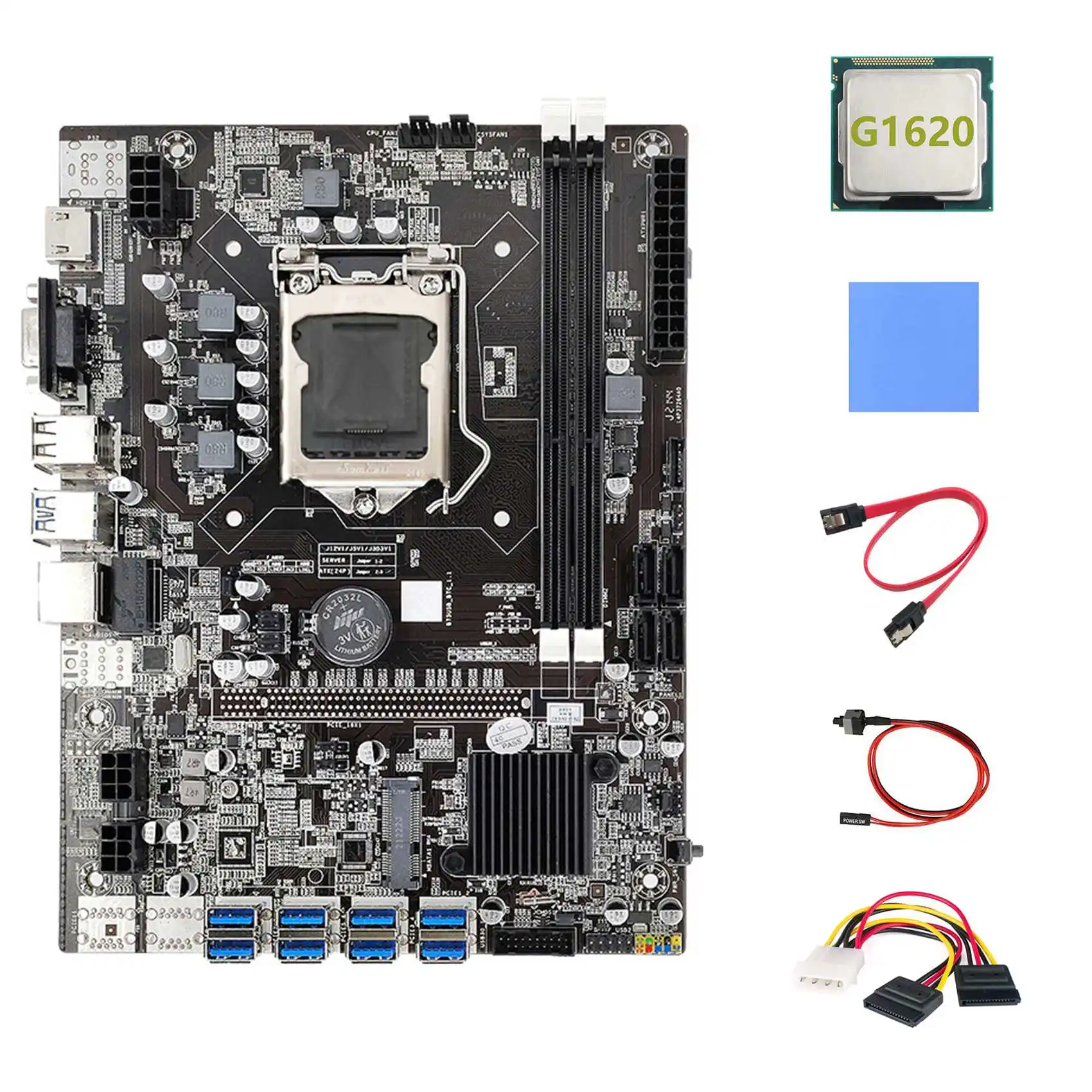 Материнская плата B75 BTC Miner 8XPCIE на USB + процессор G1620 + кабель 4-контактный на SATA + кабель переключателя + материнская плата с термопанелью
Материнская плата B75 BTC Miner 8XPCIE на USB + процессор G1620 + кабель 4-контактный на SATA + кабель переключателя + материнская плата с термопанелью