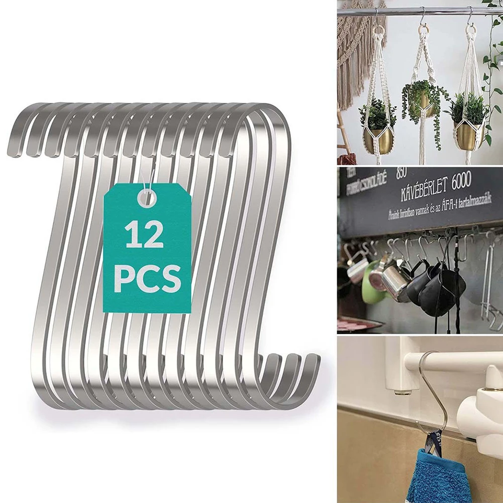 12Pcs S Hooks Flat Stainless Steel Hanger Kitchen Garden Hanging Utensil Home For Garages Workshop Kitchen Baking Tools
12Pcs S Hooks Flat Stainless Steel Hanger Kitchen Garden Hanging Utensil Home For Garages Workshop Kitchen Baking Tools