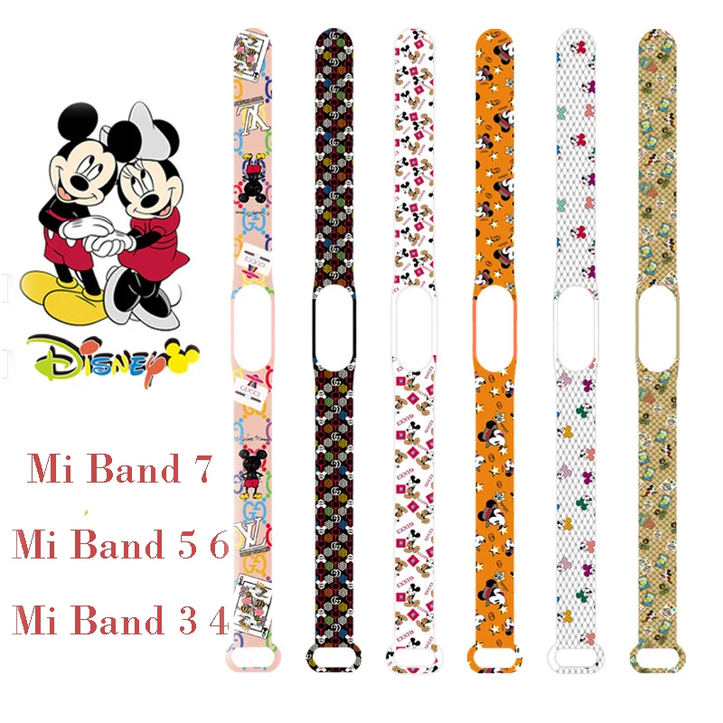

Mickey Minne Sports Silicone Strap Xiao Mi Band 3 4 5 6 7 Watch Band Cartoon Style Bracelet Replacement For Xiao Mi Wristband