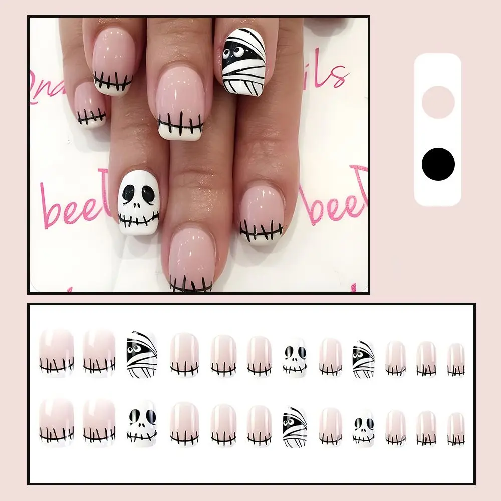 Halloween Press on Fake Nail Set Art Black French Nail Tip Full Cover Coffin Acrylic Wearable Short Press-on False Nails Tips
Halloween Press on Fake Nail Set Art Black French Nail Tip Full Cover Coffin Acrylic Wearable Short Press-on False Nails Tips