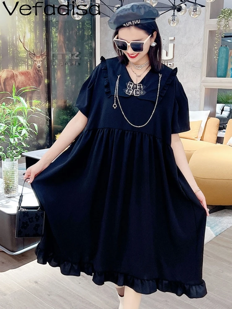 Vefadisa 2023 Summer New Women Black Dress Spliced Flounce Solid Color Pleated Fashion Personalized Trendy Girl Dress ZY1302
Vefadisa 2023 Summer New Women Black Dress Spliced Flounce Solid Color Pleated Fashion Personalized Trendy Girl Dress ZY1302