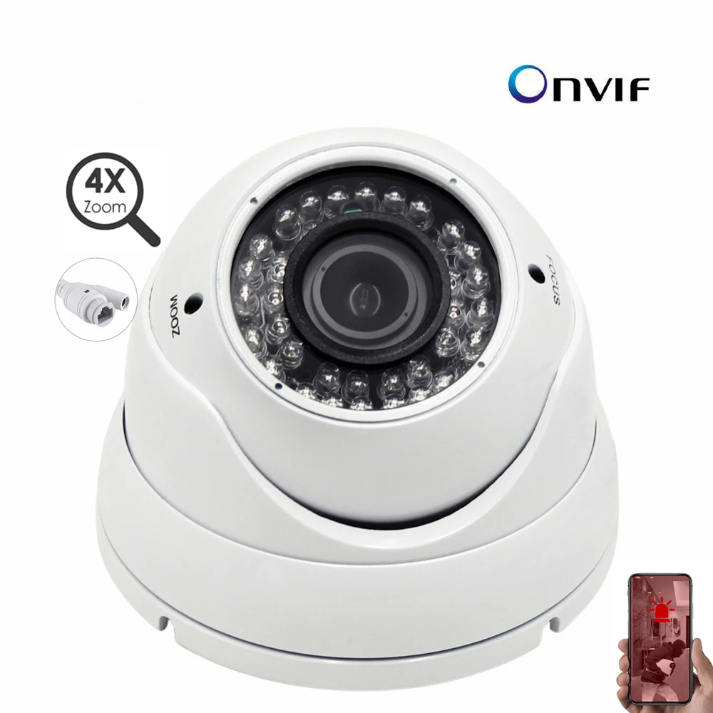 

5MP Dome POE Security IP Security Camera Indoor 2.8-12mm Manual Varifocal Motion Detection High Resolution CCTV Camera 30M IR