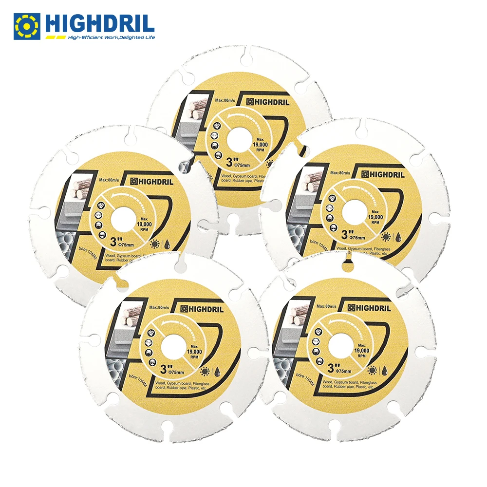 HIGHDRIL 5pcs Carbide Woodworking Saw Blades For Gypsum board Plastic Rubberpipe Ceramic Arbor10mm Wood Cutting Disc Dia75mm
HIGHDRIL 5pcs Carbide Woodworking Saw Blades For Gypsum board Plastic Rubberpipe Ceramic Arbor10mm Wood Cutting Disc Dia75mm