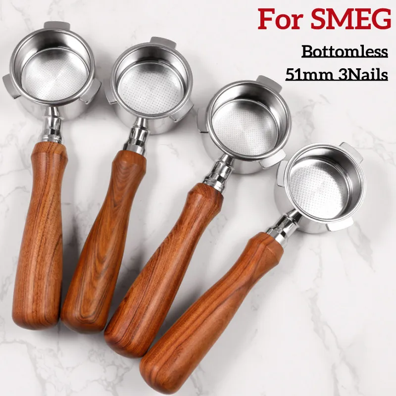 Кофейный портативный фильтр без дна для фильтра 51 мм, Сменный фильтр с 3 гвоздями, корзина, аксессуары для кофе для кофемашины SMEG 
Кофейный портативный фильтр без дна для фильтра 51 мм, Сменный фильтр с 3 гвоздями, корзина, аксессуары для кофе для кофемашины SMEG