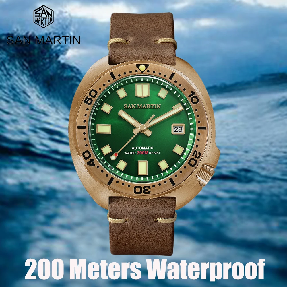 San Martin 44mm Abalone Solid Bronze Vintage Diver Watches Men Mechanical Watch 20 Bar Luminous Leather Strap reloj de hombre
San Martin 44mm Abalone Solid Bronze Vintage Diver Watches Men Mechanical Watch 20 Bar Luminous Leather Strap reloj de hombre