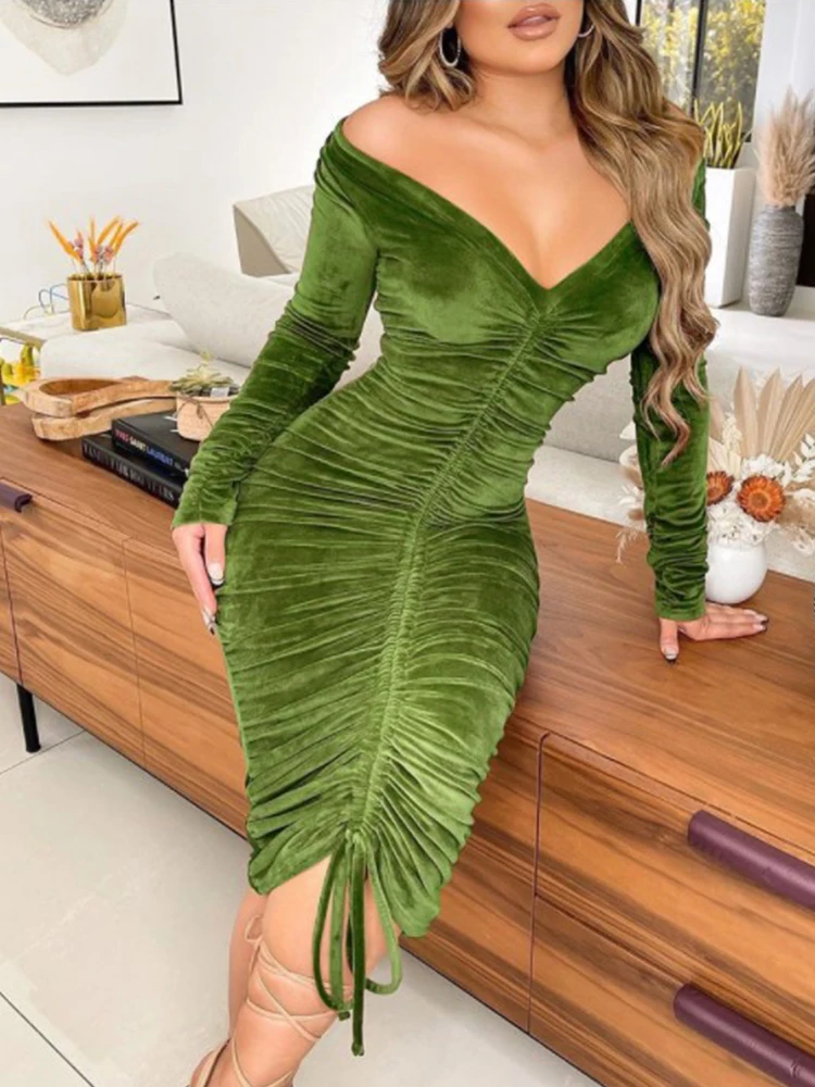 Elegant V Neck Solid Mini Women Dress Sexy Long Sleeve Ruched Bodycon Clubwear Party Dress Casual Sexy A Line Midi Lady Dress
Elegant V Neck Solid Mini Women Dress Sexy Long Sleeve Ruched Bodycon Clubwear Party Dress Casual Sexy A Line Midi Lady Dress