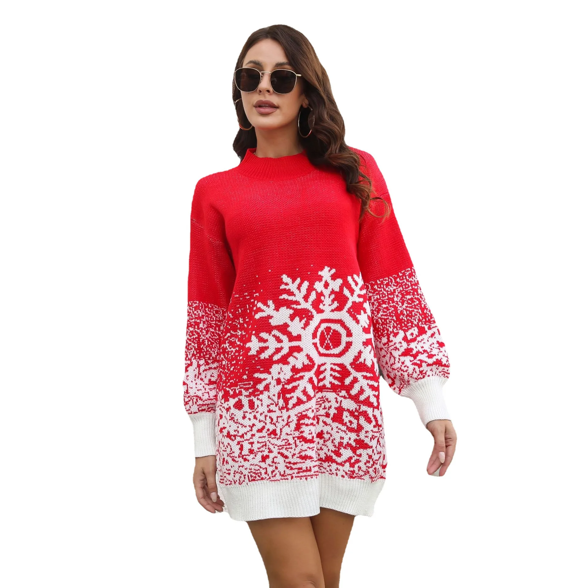 2023 Christmas Sweater Dress Women Snowflake Jacquard Balloon Sleeves Loose Knit Free Shipping
2023 Christmas Sweater Dress Women Snowflake Jacquard Balloon Sleeves Loose Knit Free Shipping