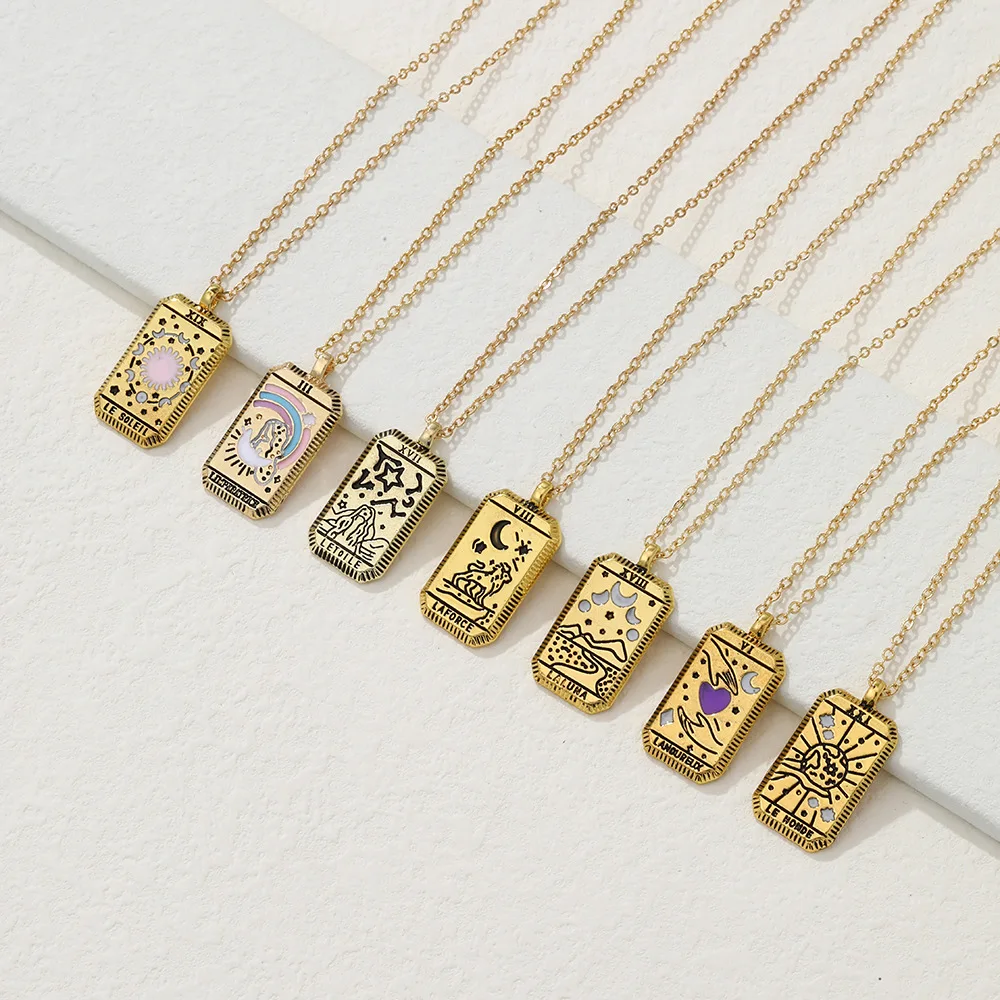 Vintage Tarot Card Pendant Necklace For Women Gold Color Divination Chains Choker Neck Jewelry Alloy Party Gifts Accessories
Vintage Tarot Card Pendant Necklace For Women Gold Color Divination Chains Choker Neck Jewelry Alloy Party Gifts Accessories