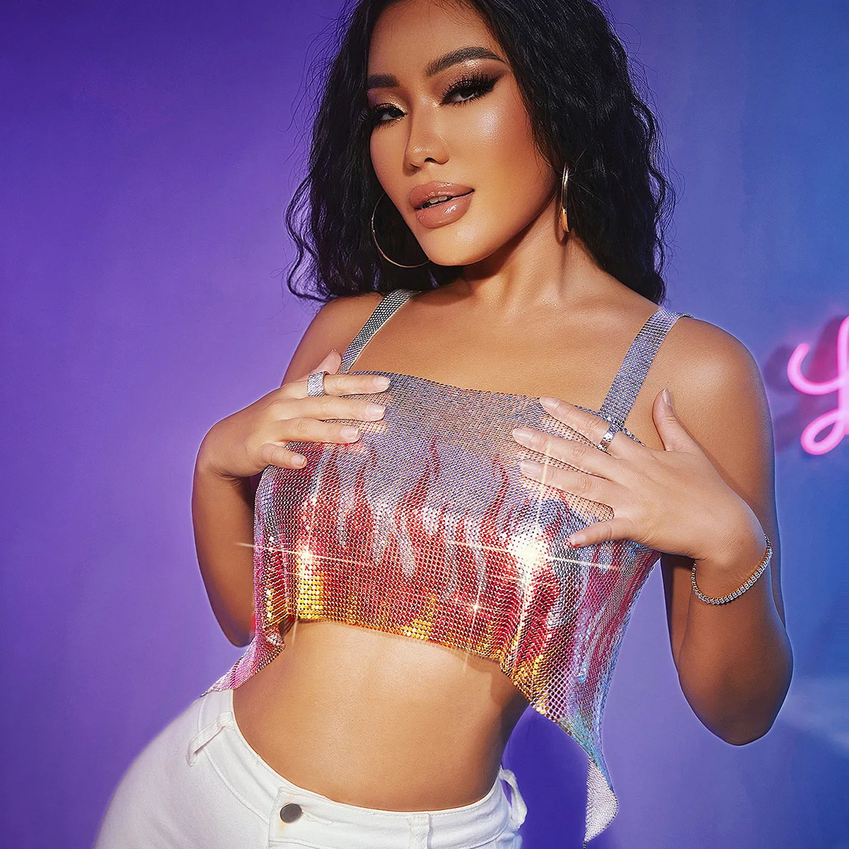 Sequin Camis Crop Top Women Summer Bling Camisole Strapless Tanks Vests Backless Clubwear Cropped Bralette Glitter Camis Halter
Sequin Camis Crop Top Women Summer Bling Camisole Strapless Tanks Vests Backless Clubwear Cropped Bralette Glitter Camis Halter