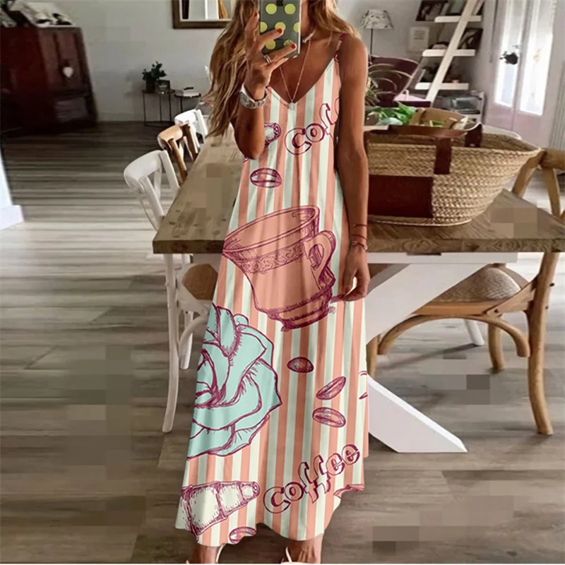 Spring Summer Women V-Neck Strap Printed Sexy Beach Long Maxi Dress Sleeveless Vintage Clothing Holiday Vestido
Spring Summer Women V-Neck Strap Printed Sexy Beach Long Maxi Dress Sleeveless Vintage Clothing Holiday Vestido