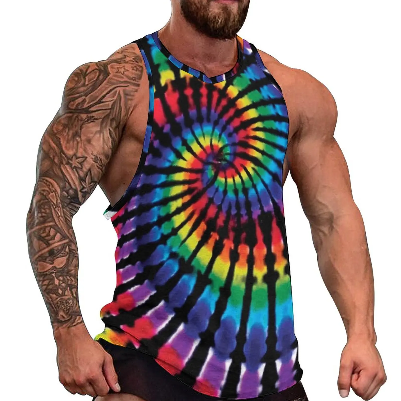 Spiral Tie Dye Tank Top Rainbow Sportswear Tops Beach Gym Man Custom Sleeveless Vests Large Size
Spiral Tie Dye Tank Top Rainbow Sportswear Tops Beach Gym Man Custom Sleeveless Vests Large Size
