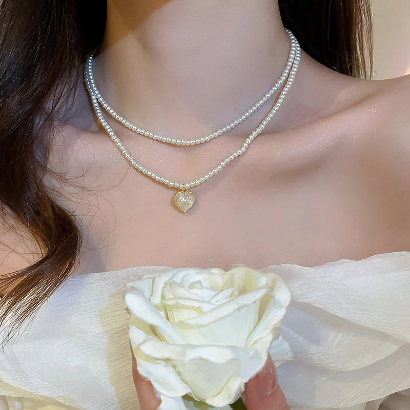 Pearl Double Layer Necklace French Luxury Neck Chain Romantic Heart Pendant Chokers Necklaces Women Jewelry Festival Party Gif
Pearl Double Layer Necklace French Luxury Neck Chain Romantic Heart Pendant Chokers Necklaces Women Jewelry Festival Party Gif
