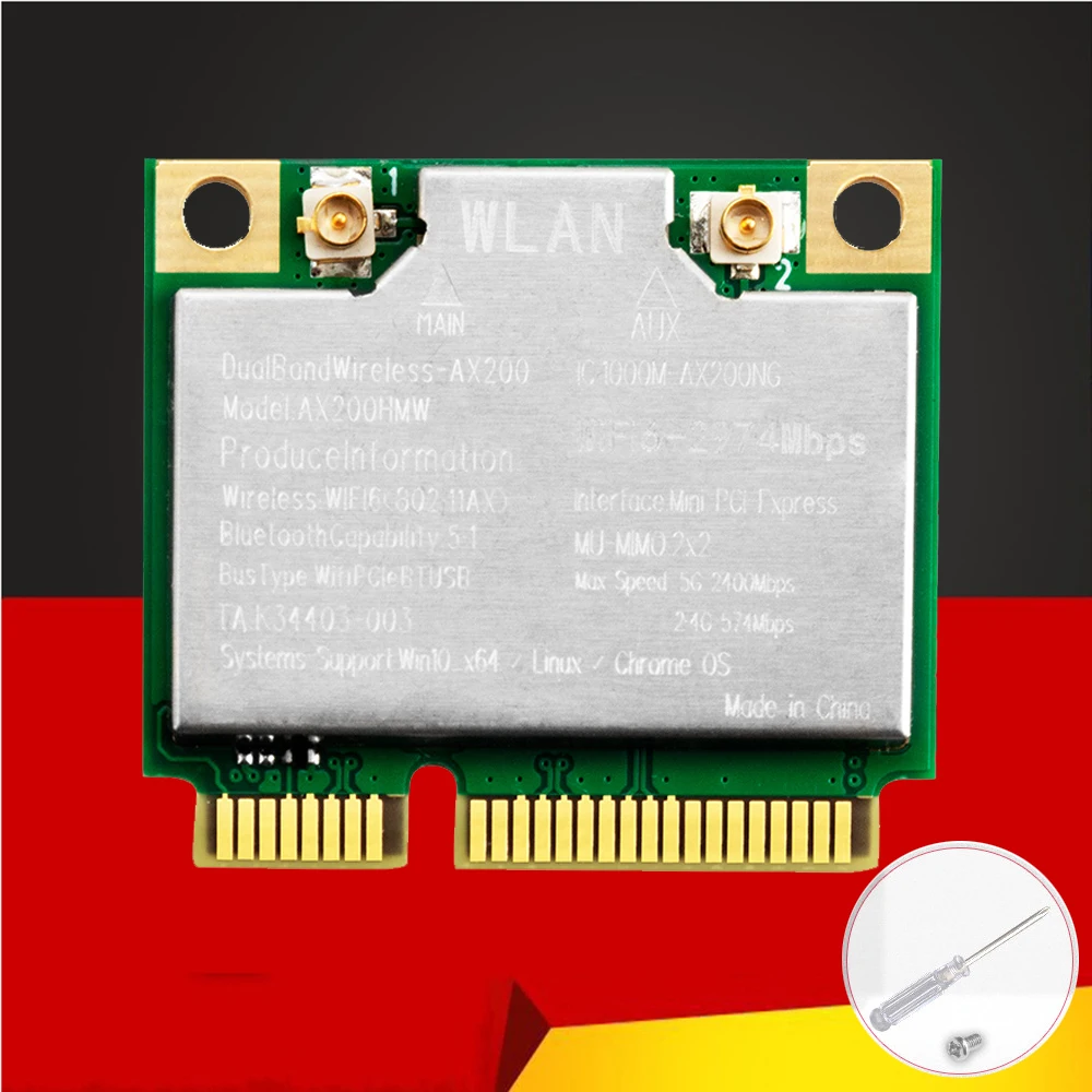 NEW 2974Mbps Wifi 6 Dual Band Wireless Half Mini PCI-E Network Wlan Wifi Card Bluetooth 5.1 802.11ax/ac 2.4/5Ghz Adapter MU-MIMO
NEW 2974Mbps Wifi 6 Dual Band Wireless Half Mini PCI-E Network Wlan Wifi Card Bluetooth 5.1 802.11ax/ac 2.4/5Ghz Adapter MU-MIMO