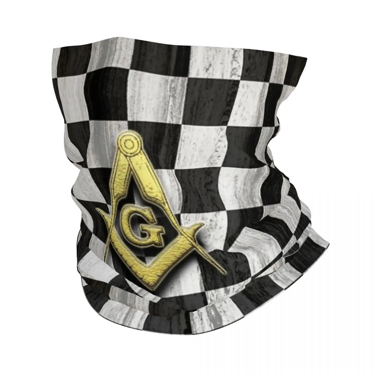 

Freemason Checkered Pattern Bandana Neck Gaiter Printed Masonic Mason Mask Scarf Warm Balaclava Riding for Men Women Adult