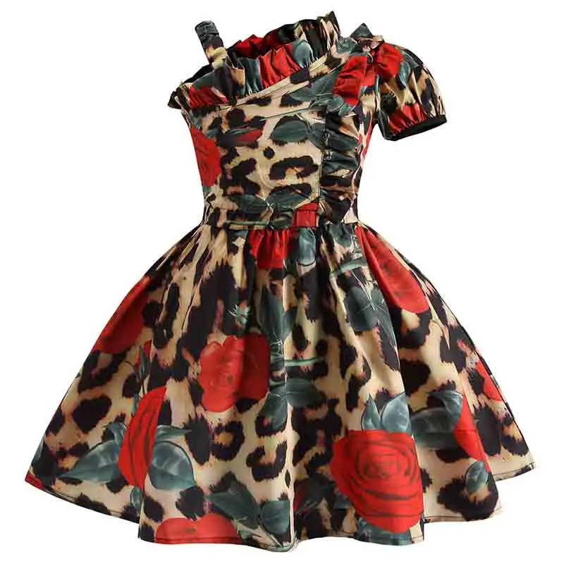 Baby Girls Clothes Princess Dress Summer Rose Leopard Print One Word Collar Tops+ Skirt Sets Toddler Children's Clothing 1-6Y 
Baby Girls Clothes Princess Dress Summer Rose Leopard Print One Word Collar Tops+ Skirt Sets Toddler Children's Clothing 1-6Y