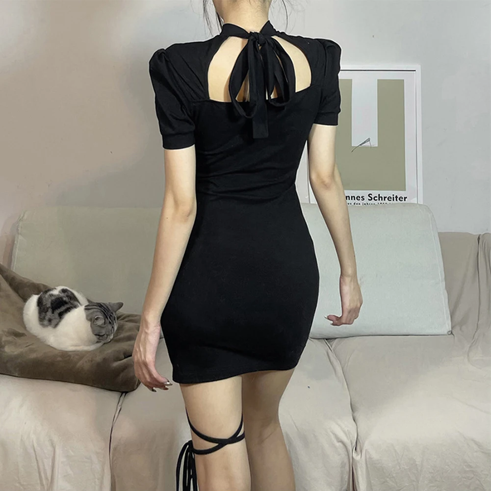 Personalized Womens Dress Korean Style Ladies Sexy Short Sleeve Slim Fit Summer Backless Black Bodycon Dress Clubwear Summer
Personalized Womens Dress Korean Style Ladies Sexy Short Sleeve Slim Fit Summer Backless Black Bodycon Dress Clubwear Summer