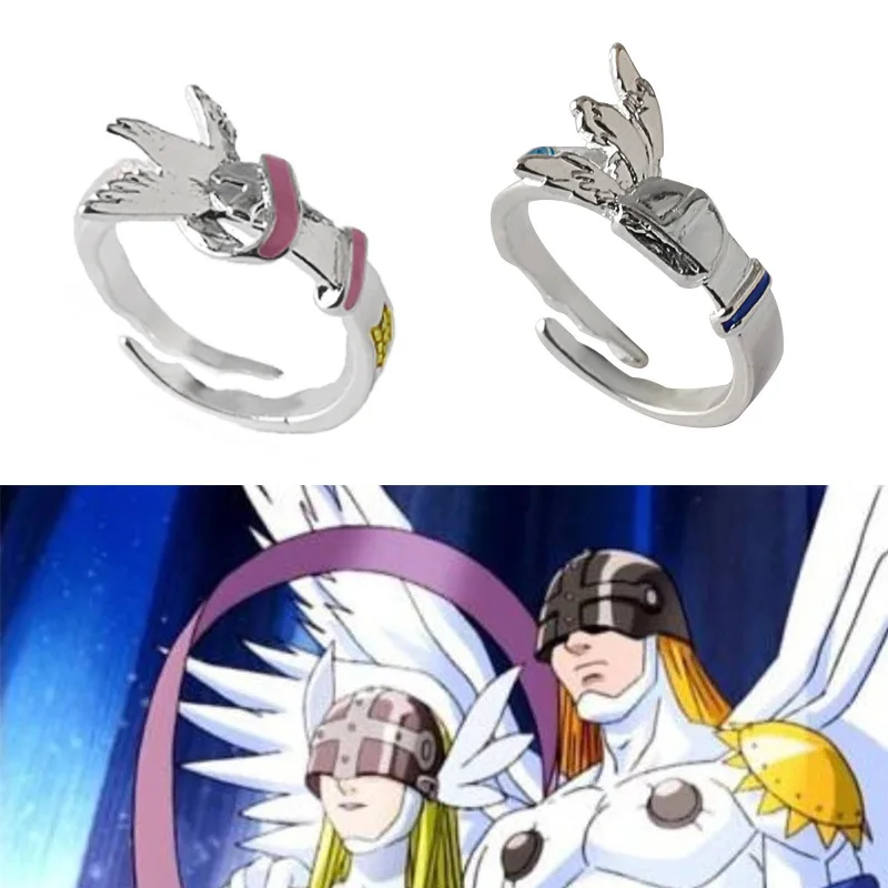 Популярные аксессуары для аниме кольцо из сплава Angemon Angewomon парные кольца браслет