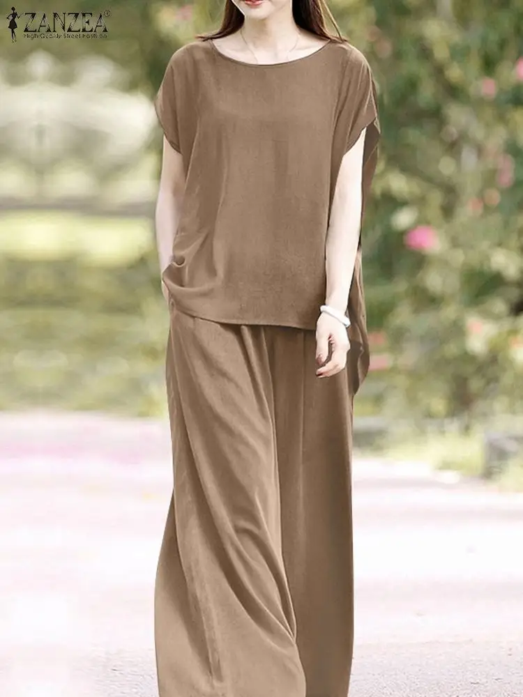 Fashion Short Sleeve Blouse Wide Leg Pants Sets ZANZEA Summer Trousers Suits 2PCS Women Matching Sets Loose Tracksuit Oversized
Fashion Short Sleeve Blouse Wide Leg Pants Sets ZANZEA Summer Trousers Suits 2PCS Women Matching Sets Loose Tracksuit Oversized