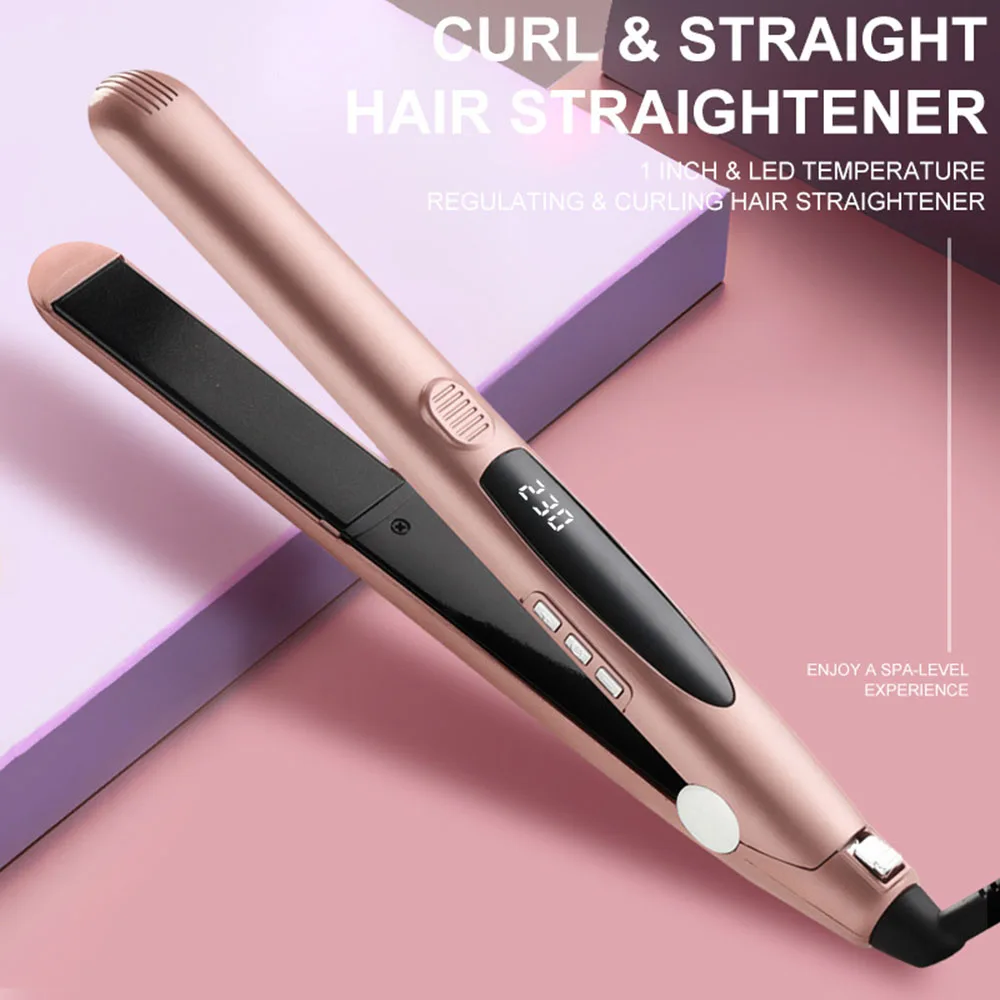1 Inch Professional Flat Iron 2 IN 1 Plate Roller Electric Golden Hair Straightener Fast Heating Ceramic Curly Roller Max 230℃
1 Inch Professional Flat Iron 2 IN 1 Plate Roller Electric Golden Hair Straightener Fast Heating Ceramic Curly Roller Max 230℃