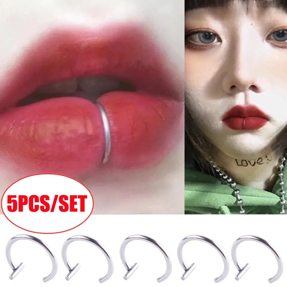 5PCS Punk Lips Rings Medical Titanium Steel Nose Ring Fake Nose Ring Septum Piercing Clip on Mouth Ring Fake Piercing Body Clip 
5PCS Punk Lips Rings Medical Titanium Steel Nose Ring Fake Nose Ring Septum Piercing Clip on Mouth Ring Fake Piercing Body Clip
