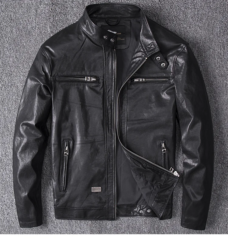 

Tcyeek Spring Autumn Genuine Leather Jacket Men Streetweaar 100% Real Sheepskin Coat Man Moto Biker Vintage Leather Jackets 2811
