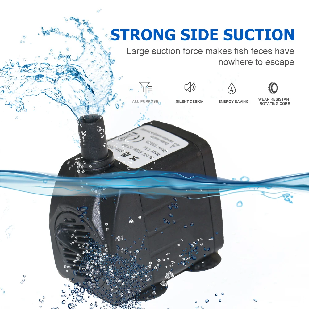 SM-068 1000L/H 15W Submersible Aquarium Water Pump Ultra-quiet Landscape Fish Tank Pond Water Fountain Pump UK US EU Plug
SM-068 1000L/H 15W Submersible Aquarium Water Pump Ultra-quiet Landscape Fish Tank Pond Water Fountain Pump UK US EU Plug