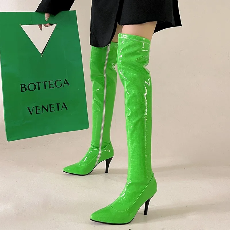 Women's Autumn Boots New Pointed Over The Knee Boots Fluorescent Green Stone Pu High Tube Long Boots Zip Thigh High Lady Shoes
Women's Autumn Boots New Pointed Over The Knee Boots Fluorescent Green Stone Pu High Tube Long Boots Zip Thigh High Lady Shoes