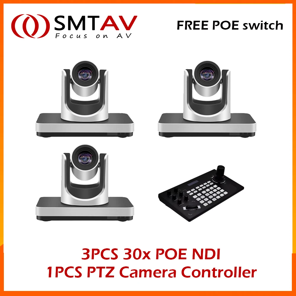 Free Shipping 3PCS SMTAV 30x POE NDI PTZ Camera for Church Business Meeting and 1PCS Network PTZ Controller support ONVIF VISCA
Free Shipping 3PCS SMTAV 30x POE NDI PTZ Camera for Church Business Meeting and 1PCS Network PTZ Controller support ONVIF VISCA