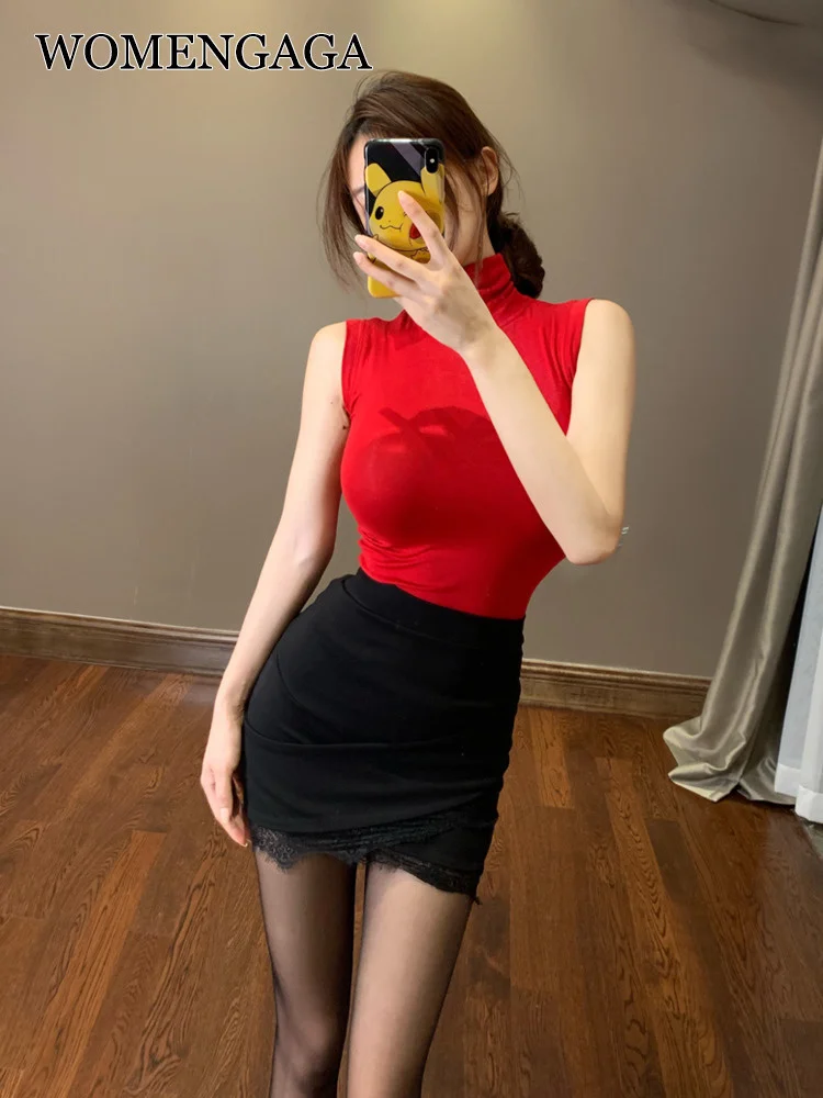 Sexy Red Sweet Slim Tees Sheer Transparent Autumn Basics Shirt Turtleneck T Shirt Fashion Sweet Women Tops 2023 CN9C 
Sexy Red Sweet Slim Tees Sheer Transparent Autumn Basics Shirt Turtleneck T Shirt Fashion Sweet Women Tops 2023 CN9C
