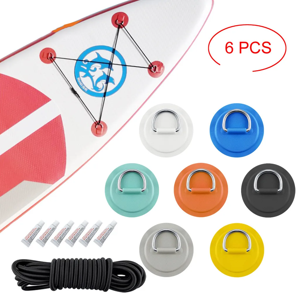 6PCS/Lot D Ring PVC Patch Surfboard Stainless Steel Deck Rigging Round Ring Pad 5m Elastic Bungee Rope Kit Boat Accessories
6PCS/Lot D Ring PVC Patch Surfboard Stainless Steel Deck Rigging Round Ring Pad 5m Elastic Bungee Rope Kit Boat Accessories
