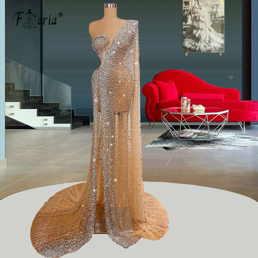 Champagne See Through Long One Shoulder Evening Dresses 2022 Luxury Illusion Beads Party Celebrity Dress Wedding Party Gowns
Champagne See Through Long One Shoulder Evening Dresses 2022 Luxury Illusion Beads Party Celebrity Dress Wedding Party Gowns