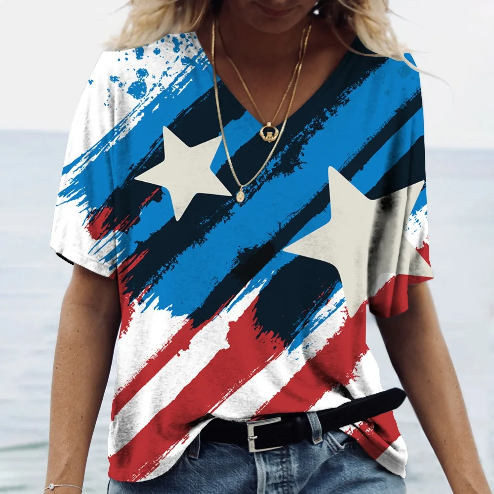 Fashion USA American Flag 3D Print T-shirts Women V-neck T Shirt Y2k Top Female Oversized Streetwear Clothes Woman Harajuku Tees
Fashion USA American Flag 3D Print T-shirts Women V-neck T Shirt Y2k Top Female Oversized Streetwear Clothes Woman Harajuku Tees