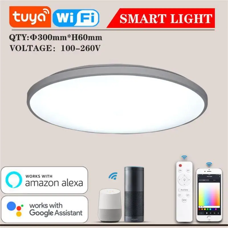 Умный потолочный светильник Tuya, светодиодная лампа с поддержкой Wi-Fi, RGB + C + W, таймер для умного дома, дистанционное управление, работает с Alexa Google Home
Умный потолочный светильник Tuya, светодиодная лампа с поддержкой Wi-Fi, RGB + C + W, таймер для умного дома, дистанционное управление, работает с Alexa Google Home