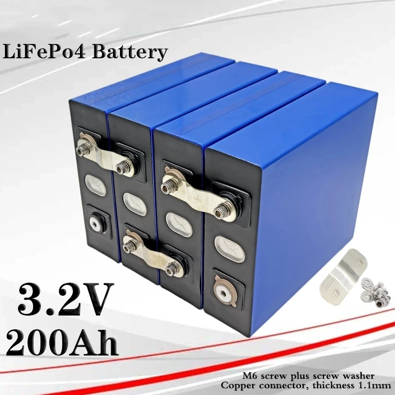 4PCS 3.2V 200Ah Lifepo4 battery, 12v 24V lithium iron phosphate battery pack Solar caravan battery pack, EU and US duty-free
4PCS 3.2V 200Ah Lifepo4 battery, 12v 24V lithium iron phosphate battery pack Solar caravan battery pack, EU and US duty-free