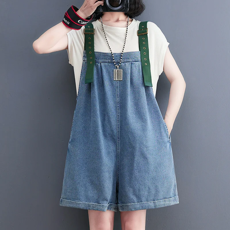 #1496 Denim Blue Overalls For Women Sleeveless Loose Jeans Playsuits Female Short Jumpsuits Summer Overalls High Waisted Rompers
#1496 Denim Blue Overalls For Women Sleeveless Loose Jeans Playsuits Female Short Jumpsuits Summer Overalls High Waisted Rompers