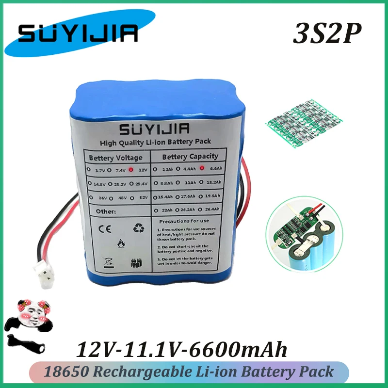 18650 3S2P 11.1V Large Capacity 6600mah 12V Rechargeable Li-ion Battery Pack with BMS LED Light Emergency Power Backup Battery
18650 3S2P 11.1V Large Capacity 6600mah 12V Rechargeable Li-ion Battery Pack with BMS LED Light Emergency Power Backup Battery
