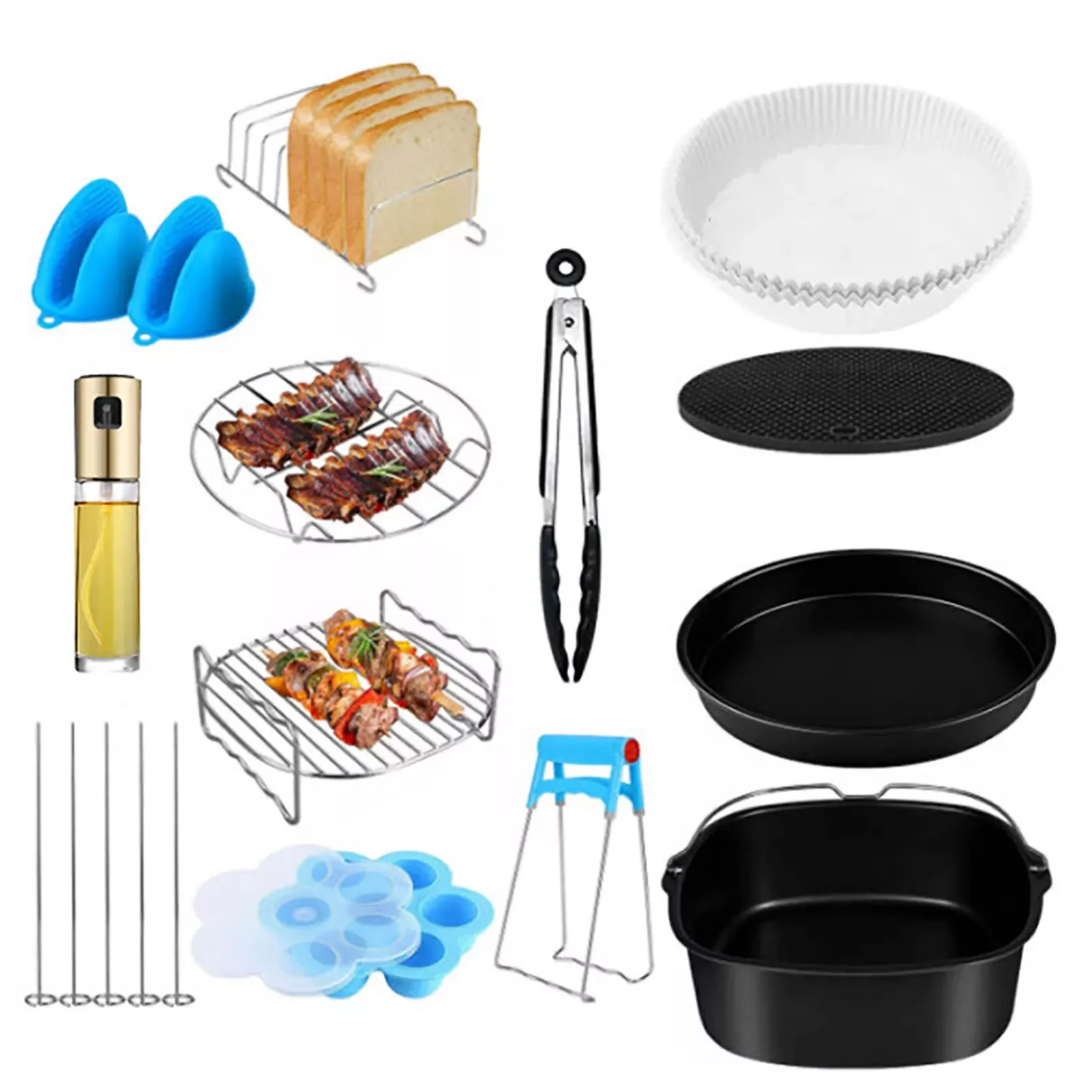 12pcs 8 Inch 3.2-5.8QT AirFryer Accessories Baking Basket Pizza Plate Grill Pot Party Cooking Tool With Oil Sprayer Bottle
12pcs 8 Inch 3.2-5.8QT AirFryer Accessories Baking Basket Pizza Plate Grill Pot Party Cooking Tool With Oil Sprayer Bottle