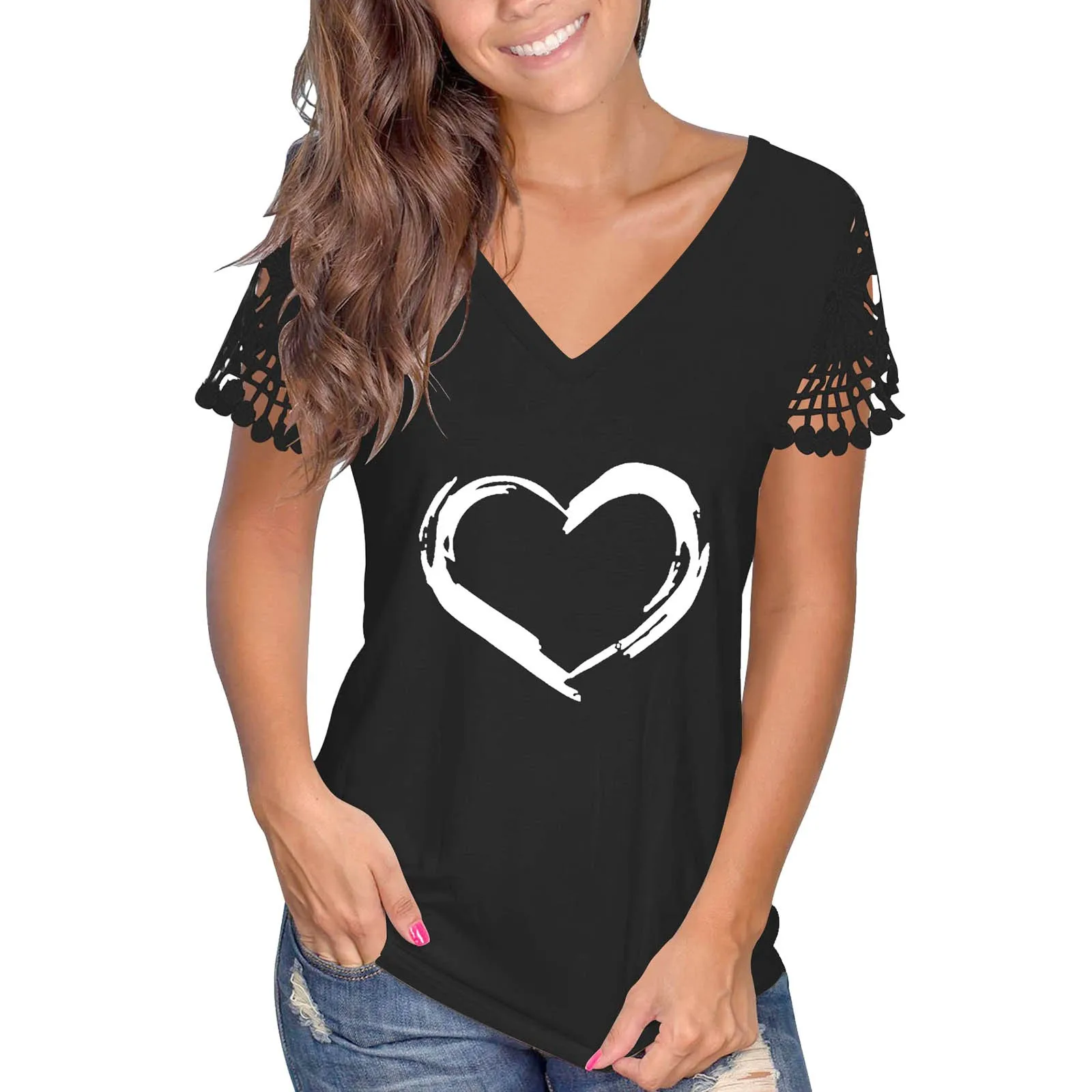 Womens Fashion Casual Tank Top V Neck T Shirts Summer Lace Oversized Tee Shirt Women Shirts Compression Womens Shirt Cotton
Womens Fashion Casual Tank Top V Neck T Shirts Summer Lace Oversized Tee Shirt Women Shirts Compression Womens Shirt Cotton