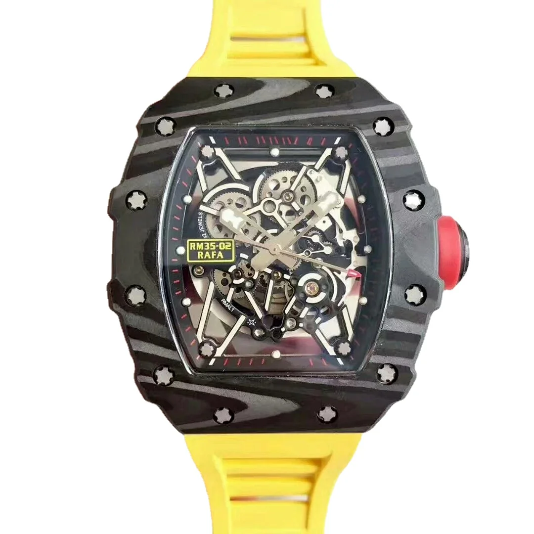 High-Top Black Yellow Rubber Mens Mechanical Automatic Carbon Fiber Tourbillion Calendar Skeleton Watches
High-Top Black Yellow Rubber Mens Mechanical Automatic Carbon Fiber Tourbillion Calendar Skeleton Watches
