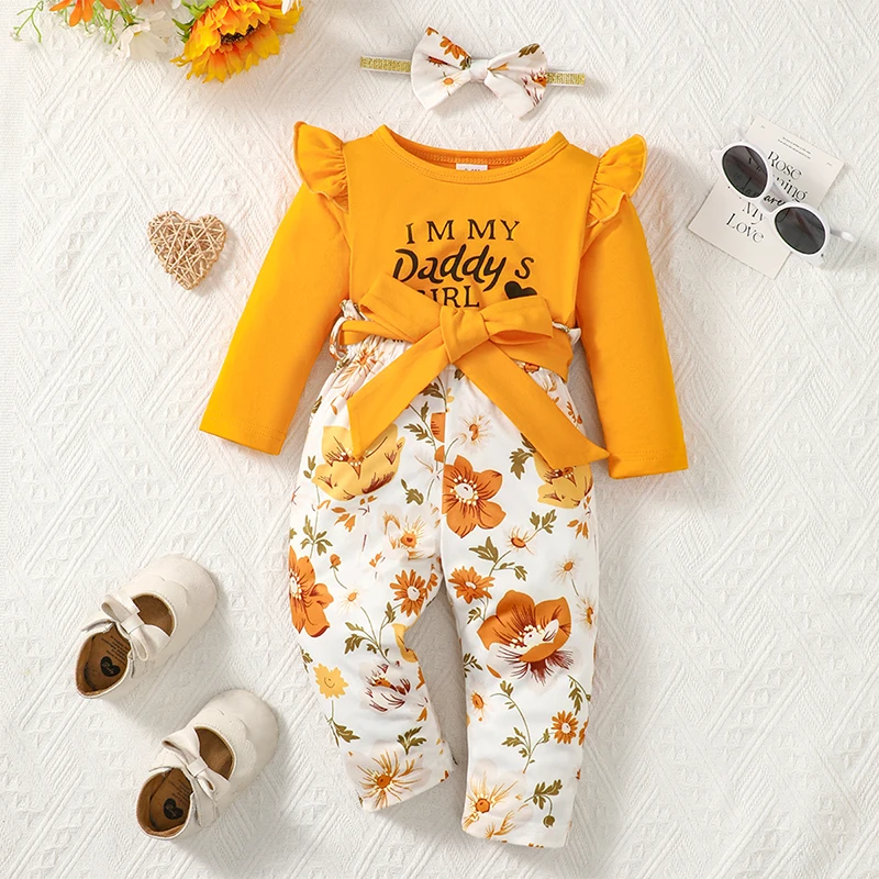 Baby Girls 3PCS Pants Sets Long Sleeve Letter Print Romper Floral Belted Pants Headband Sets
Baby Girls 3PCS Pants Sets Long Sleeve Letter Print Romper Floral Belted Pants Headband Sets