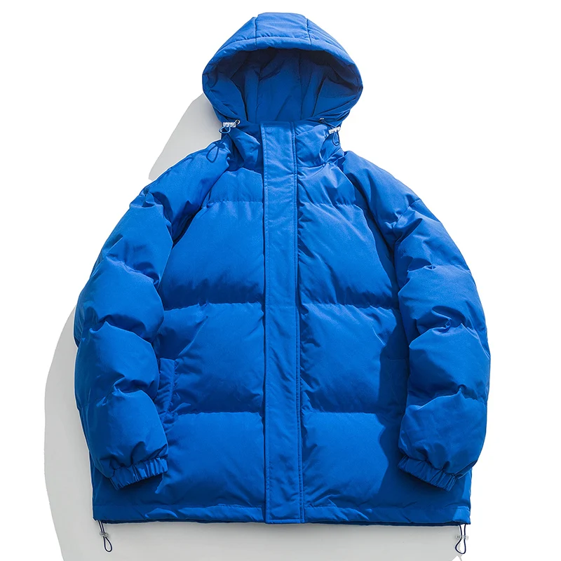 

Klein Blue Hooded Puffer Jacket Windproof and Waterproof Parkas Casual Warm Thicken Golf Coat Winter Outdoor Bubble Jacket Men